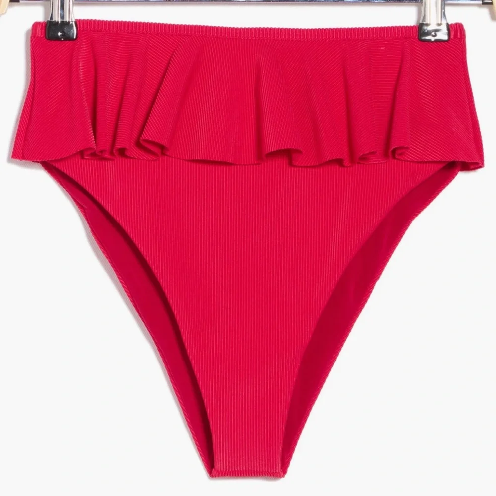 Beach Riot Red Ruffled High-Waist Bikini Bottom - Picture 3 of 7